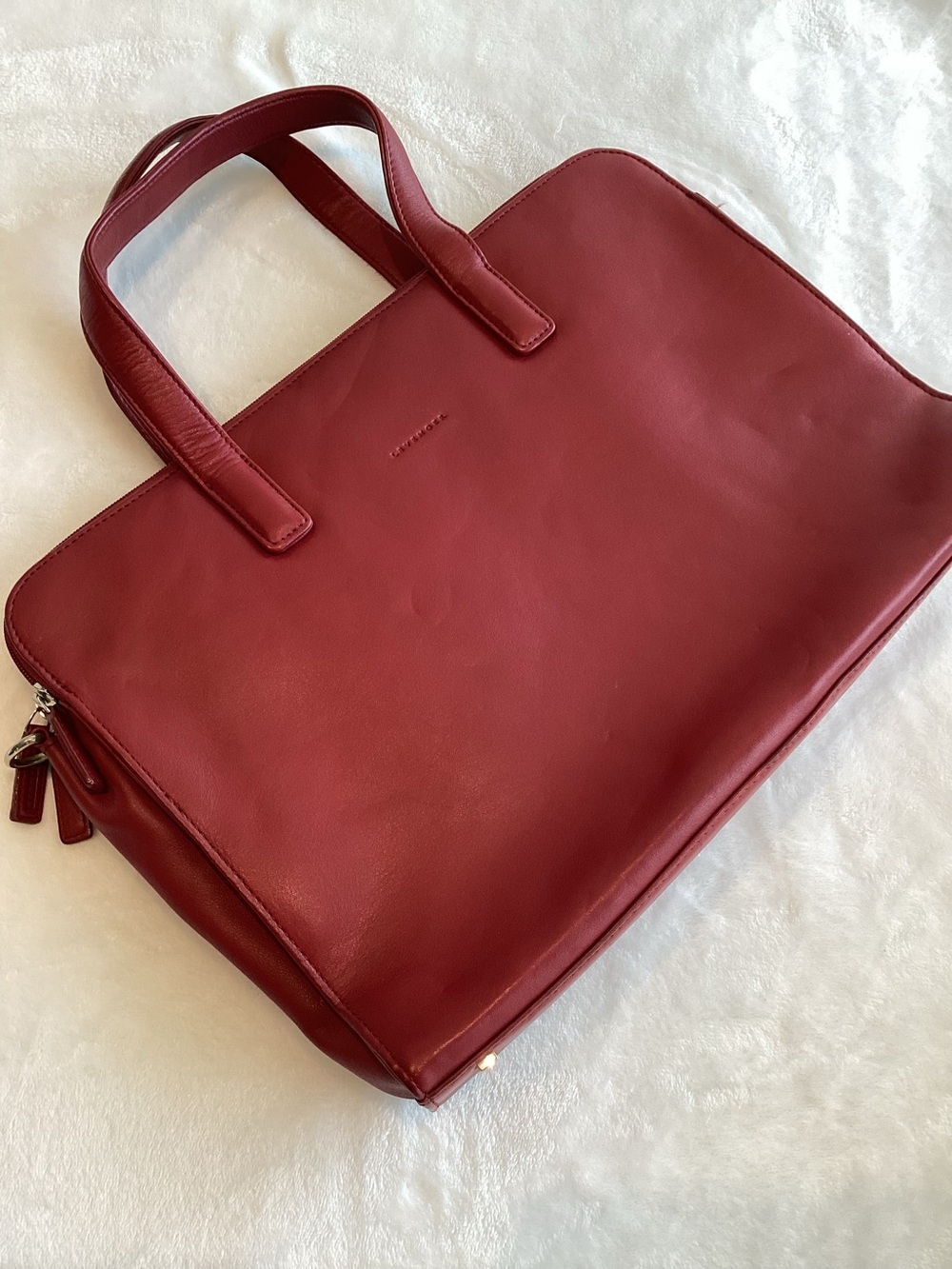 Levenger Leather Laptop Bag Briefcase Wine Maroon